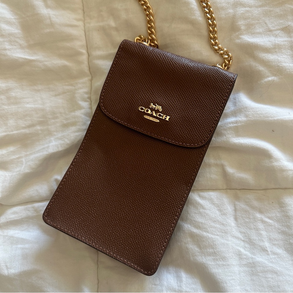 Coach Brown Leather Phone Crossbody